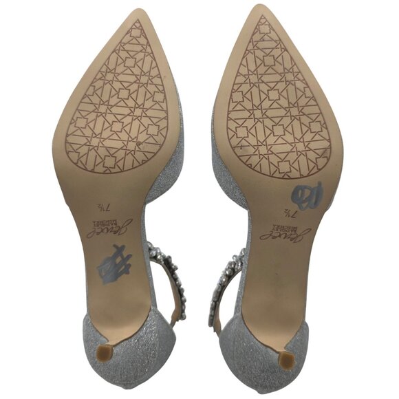 Jewel Badgley Mischka Womens 7.5 Silver Robles Crystal Kitten Heels Evening Pump - Picture 4 of 13